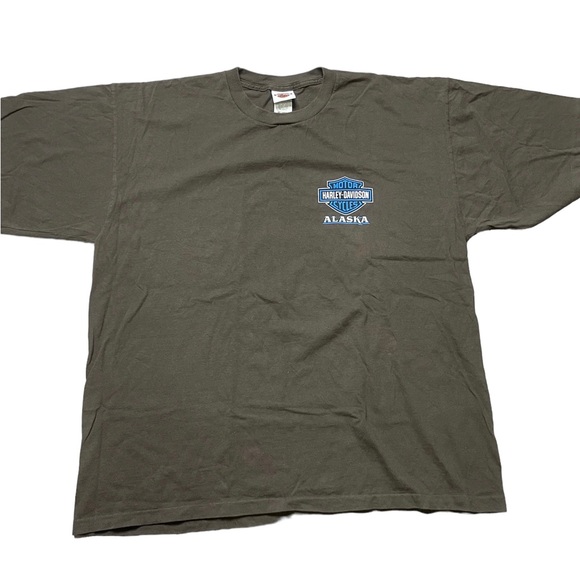 Vintage Y2K Harley Davidson T Shirt Size XXL Brown Juneau Alaska Eagle - Picture 3 of 5